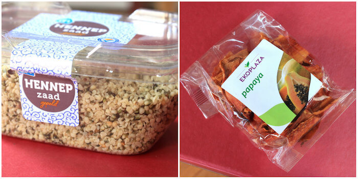 Dried papaya and hemp seeds